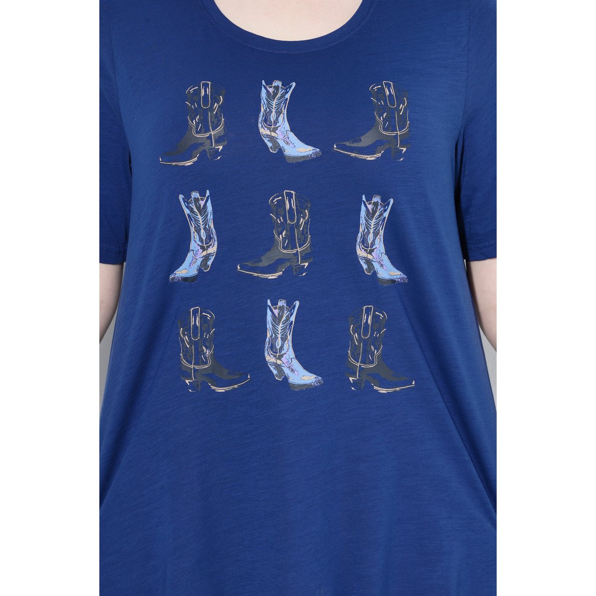 T-shirt motif bottes de cowboy bleu foncé, ULLA POPKEN