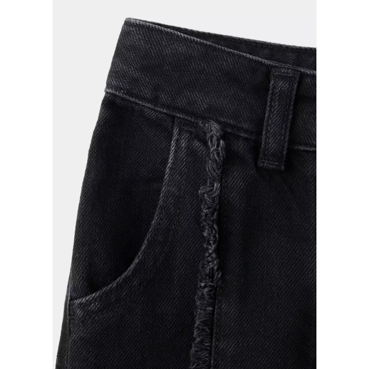 Jean wide leg à franges black denim, MANGO KIDS