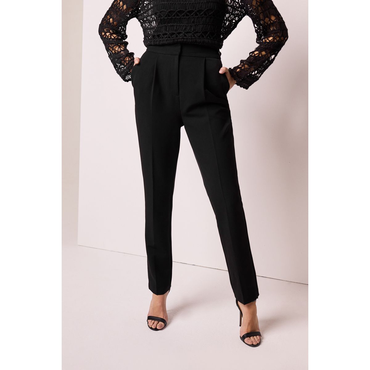 Pantalon ajusté coupe sablier noir, NEXT
