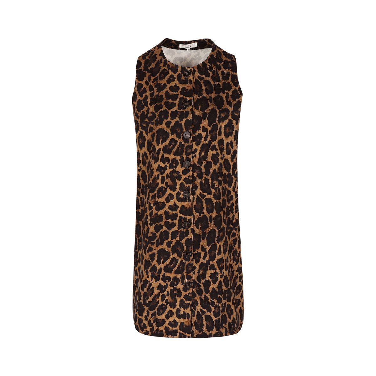 Robe droite léopard à boutons caramel, LOLALIZA