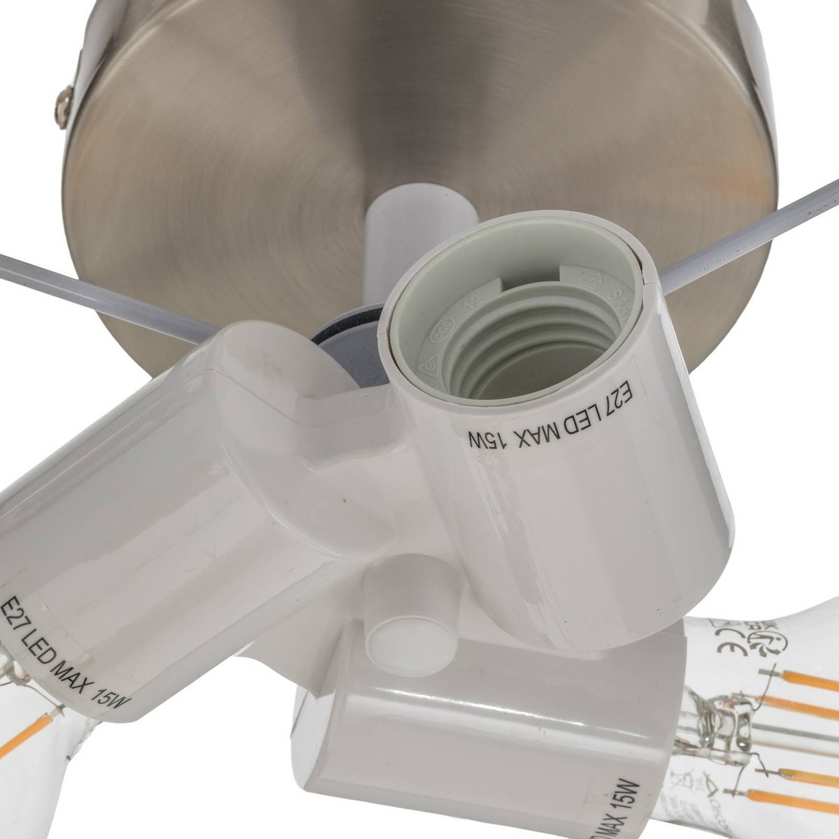 Plafonnier en textile moderne, Sebatin blanc, nickel mat, LINDBY