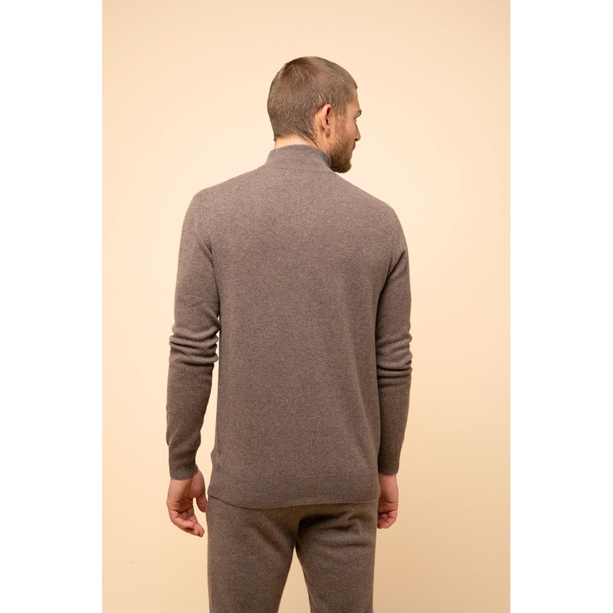 Pull Camionneur Taupe Chiné Bradley marron, JUST CASHMERE