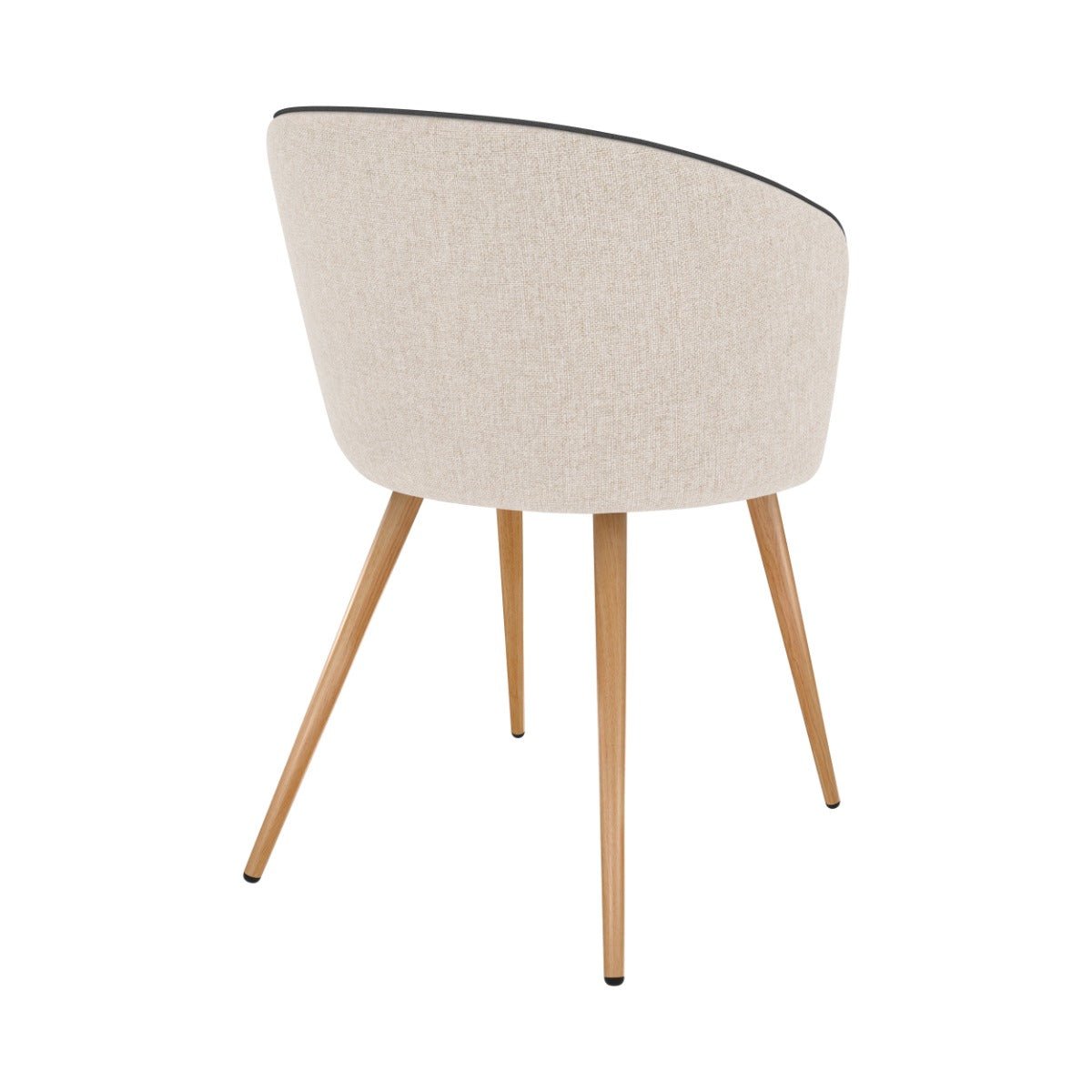 Lot de 2 chaises en tissu et pieds en métal - CHIARA beige, pieds bois clair, MAISON PAVANE