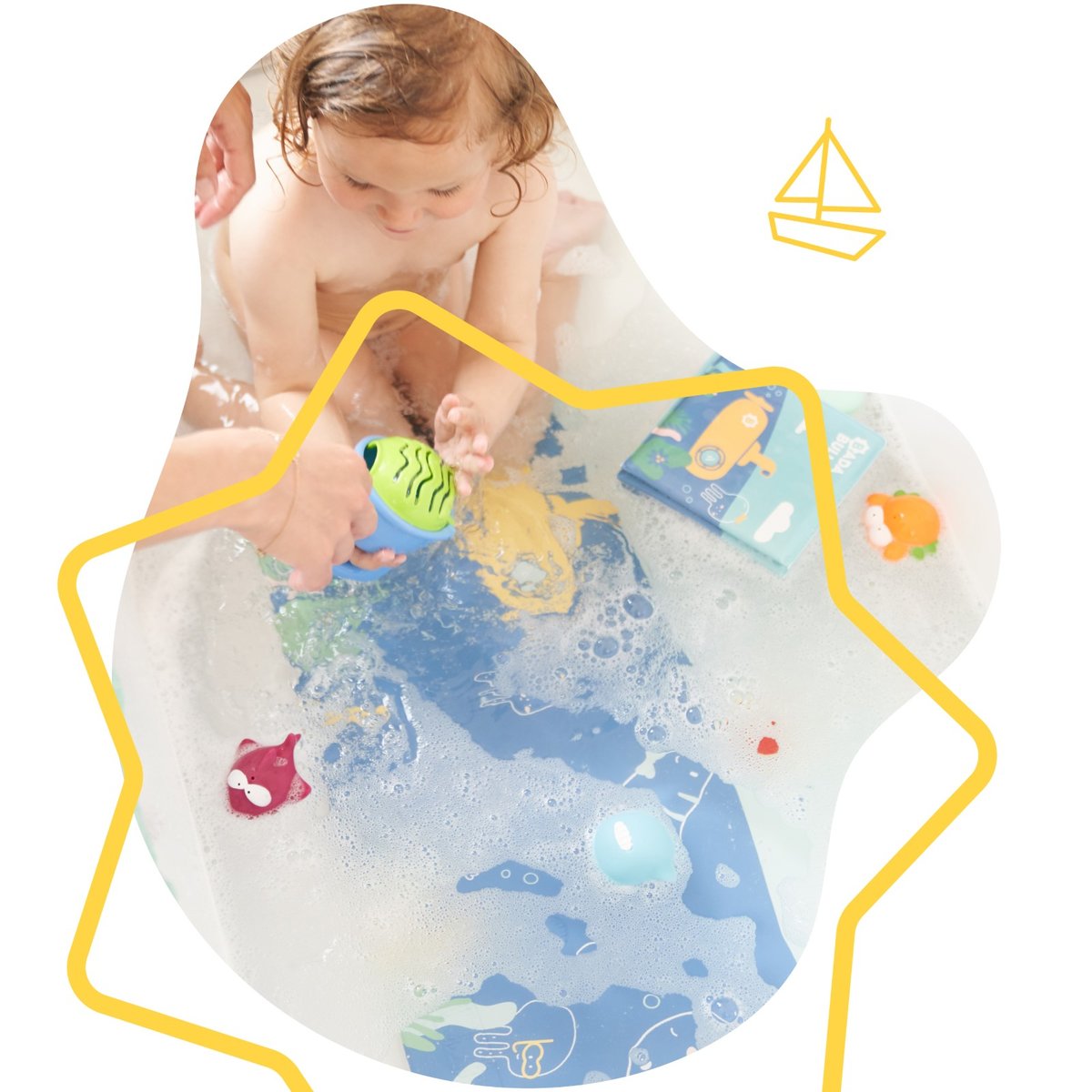 Tapis de bain témoin de température bleu, BADABULLE