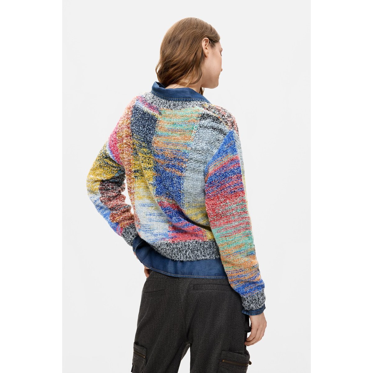 Pull court en grosse maille rouge, DESIGUAL