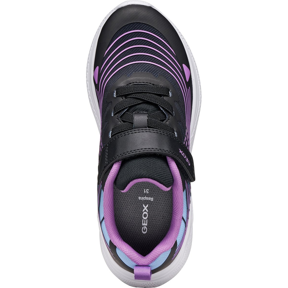 Baskets respirantes, SPRINTYE noir/rose, GEOX