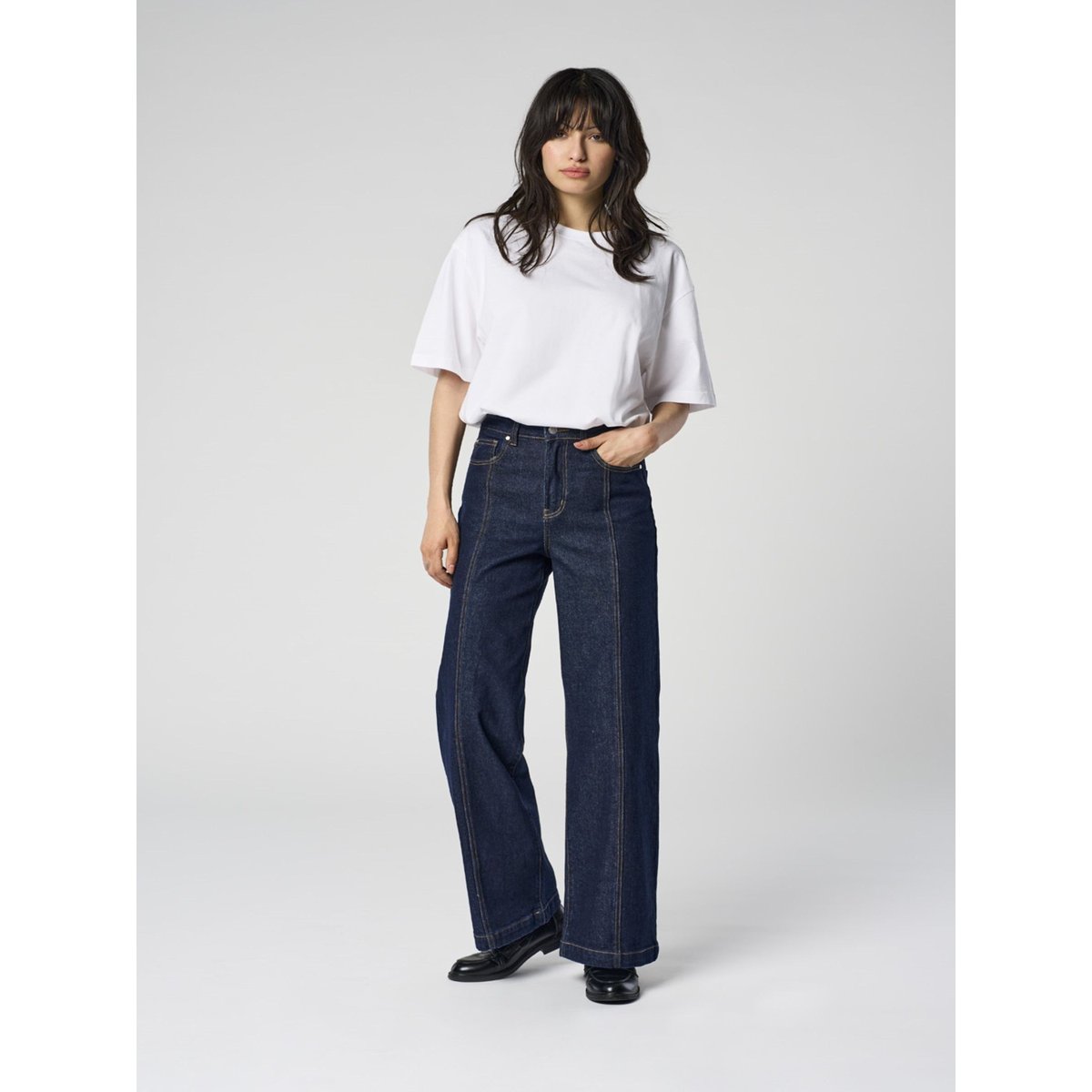 Jean À Jambe Large dark blue denim, ONLY