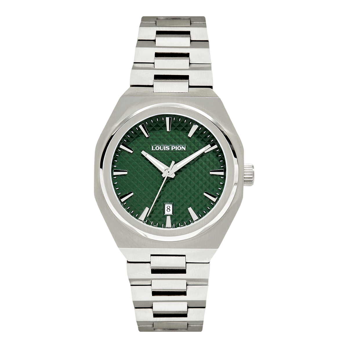 Montre Analogique  ERIC argenté vert argenté, LOUIS PION