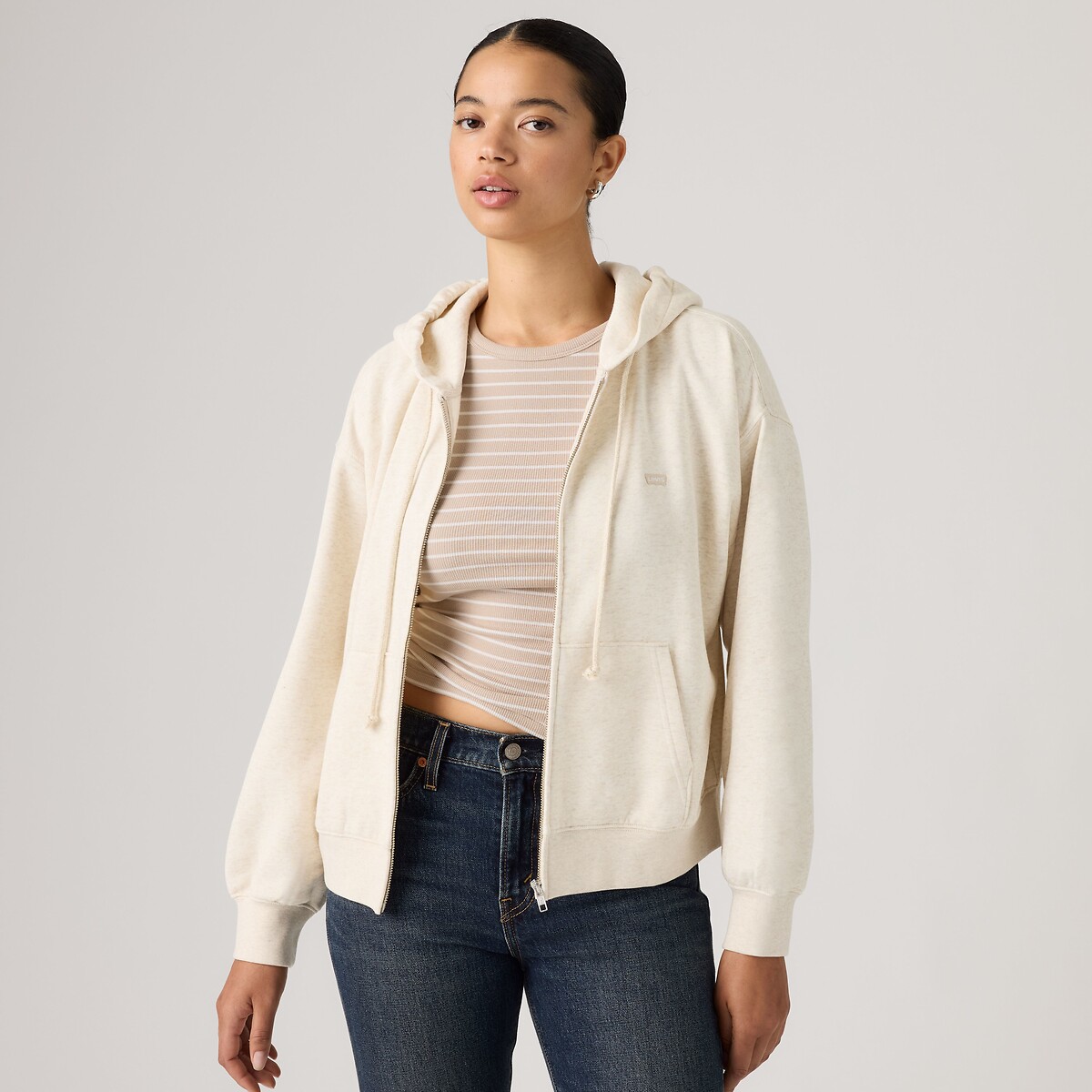Sweat zippé à capuche ecru, LEVI'S