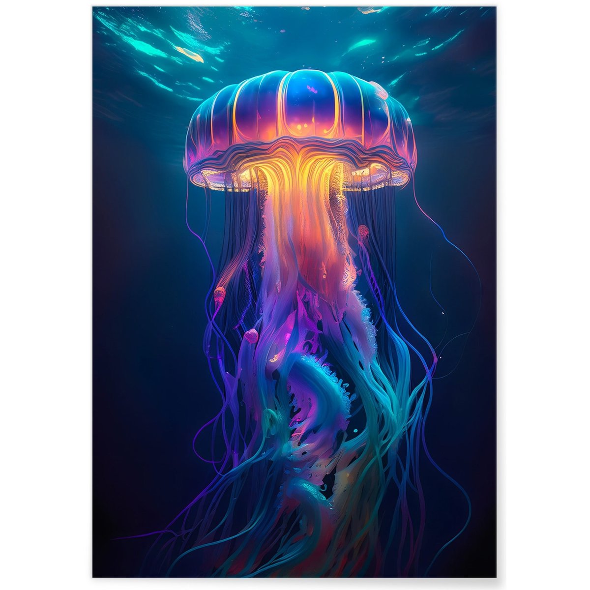 Affiche Méduse lumineuse blanc, L'AFFICHERIE