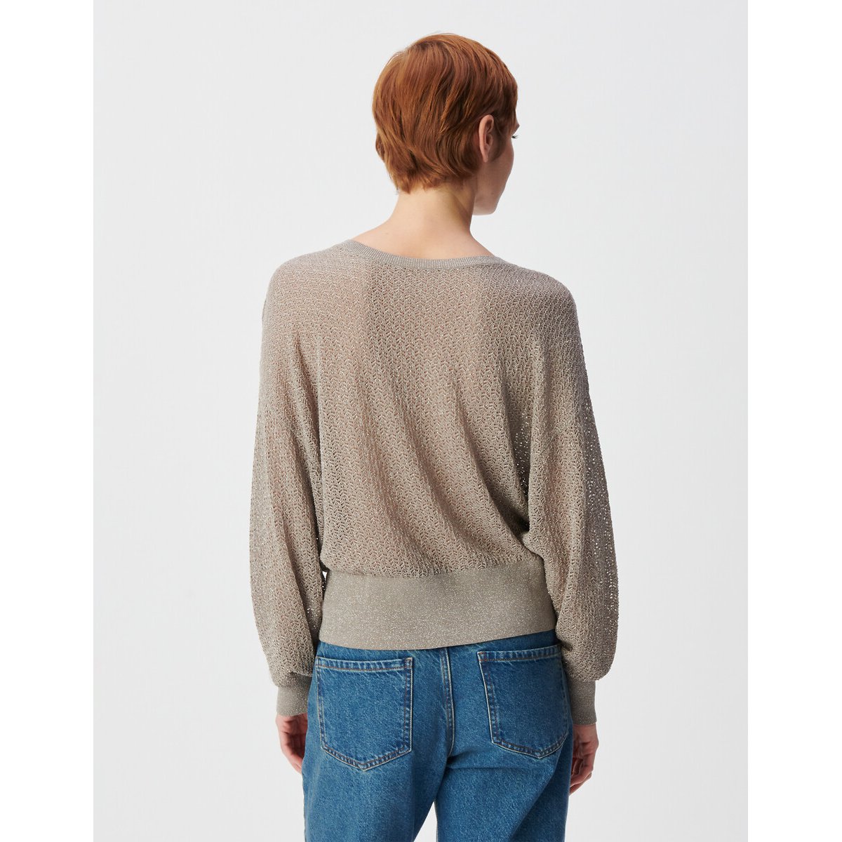 Maglia a maniche lunghe con scollo a V con filato metallizzato deserto, IKKS