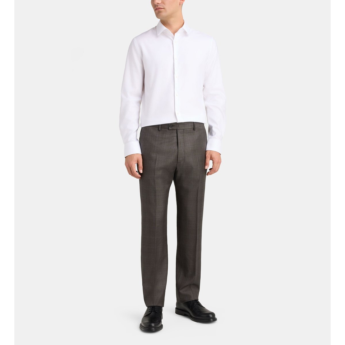 Pantalon de costume droit beppe à carreaux laine italienne marron, COMPTOIR GL