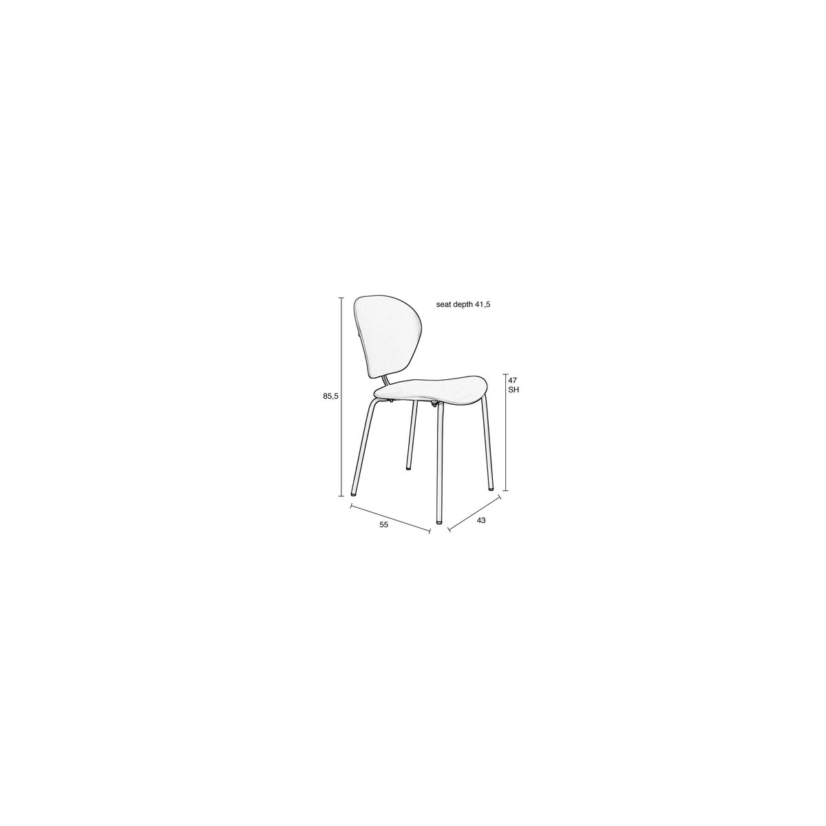 Chaise design empilable (lot de 2), THE OCEAN blanc, ZUIVER