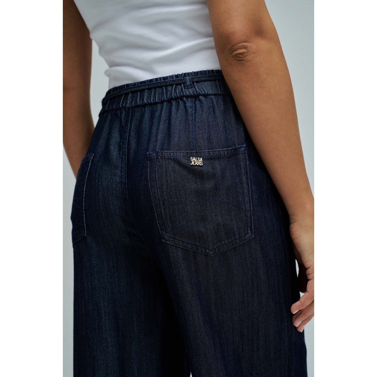 PANTALONS JOGGERS AVEC JAMBE WIDE EN LIGHTDENIM bleu denim, SALSA JEANS