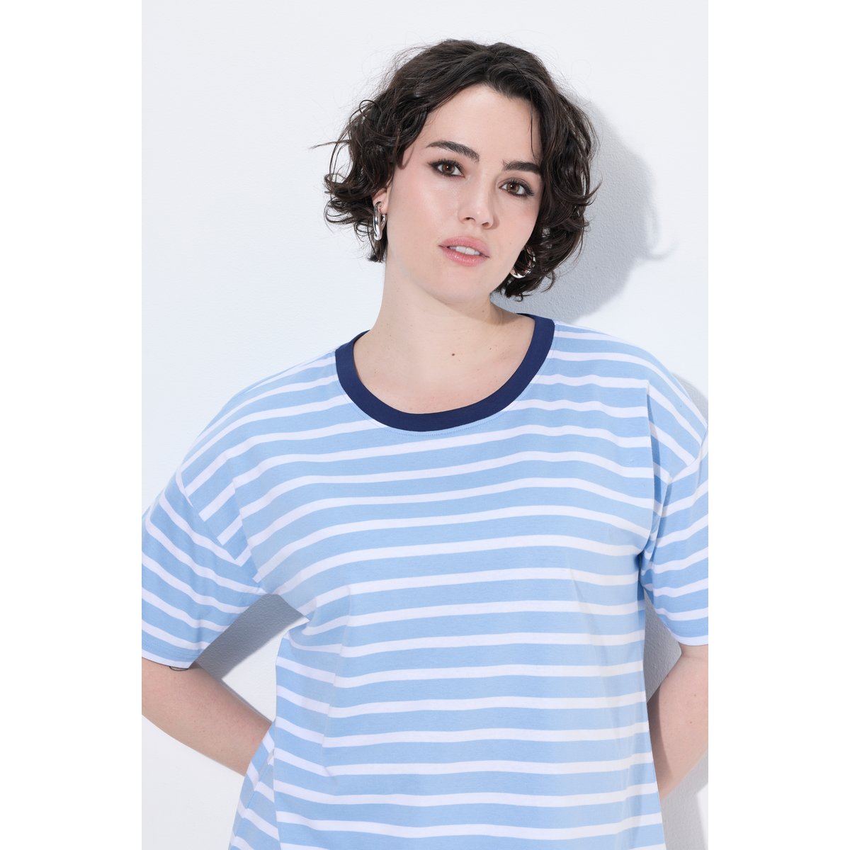 T-shirt rayé oversize bleu tendre, ULLA POPKEN