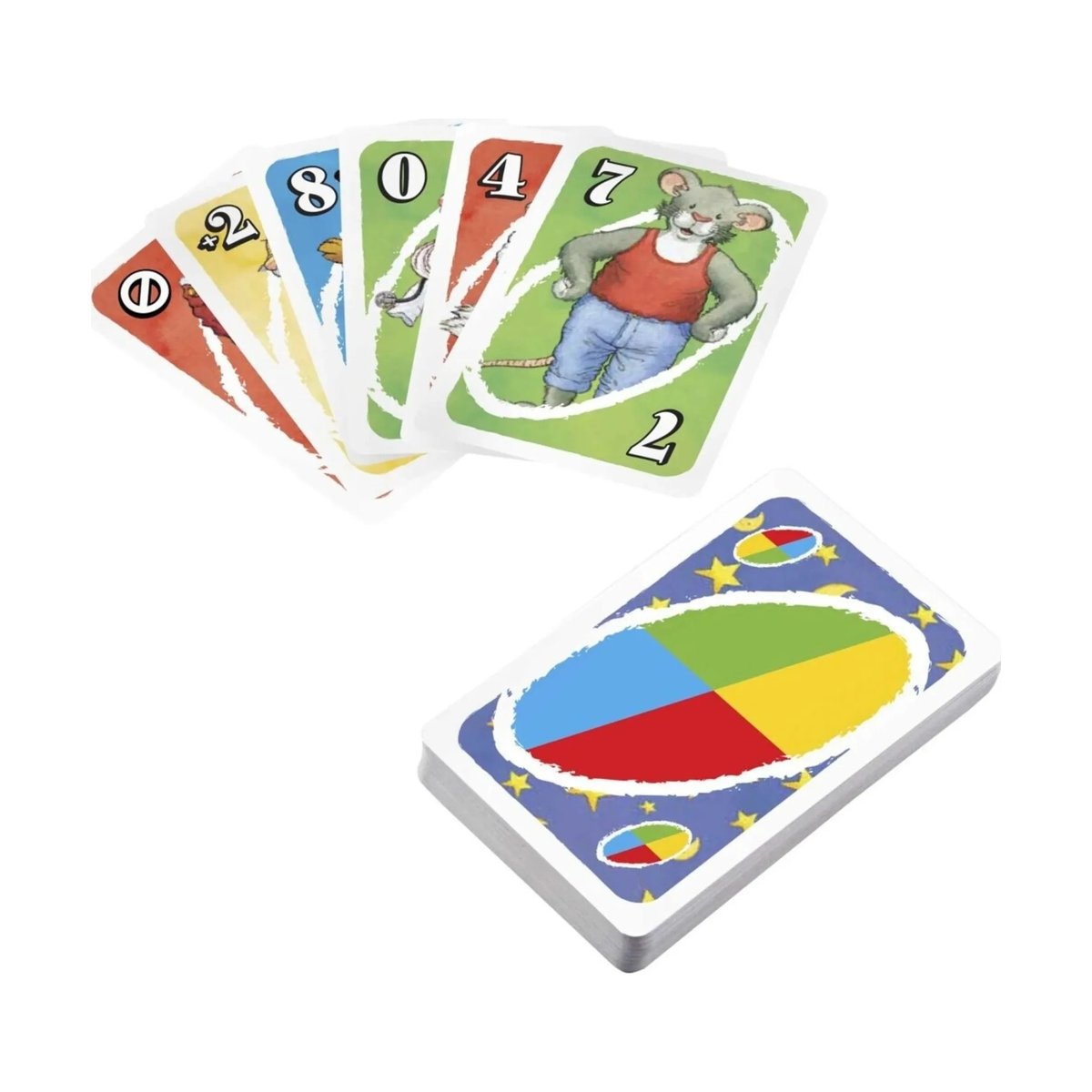 Jeu de cartes UNO Junior << Leo Lausemaus >> multicolore, MATTEL
