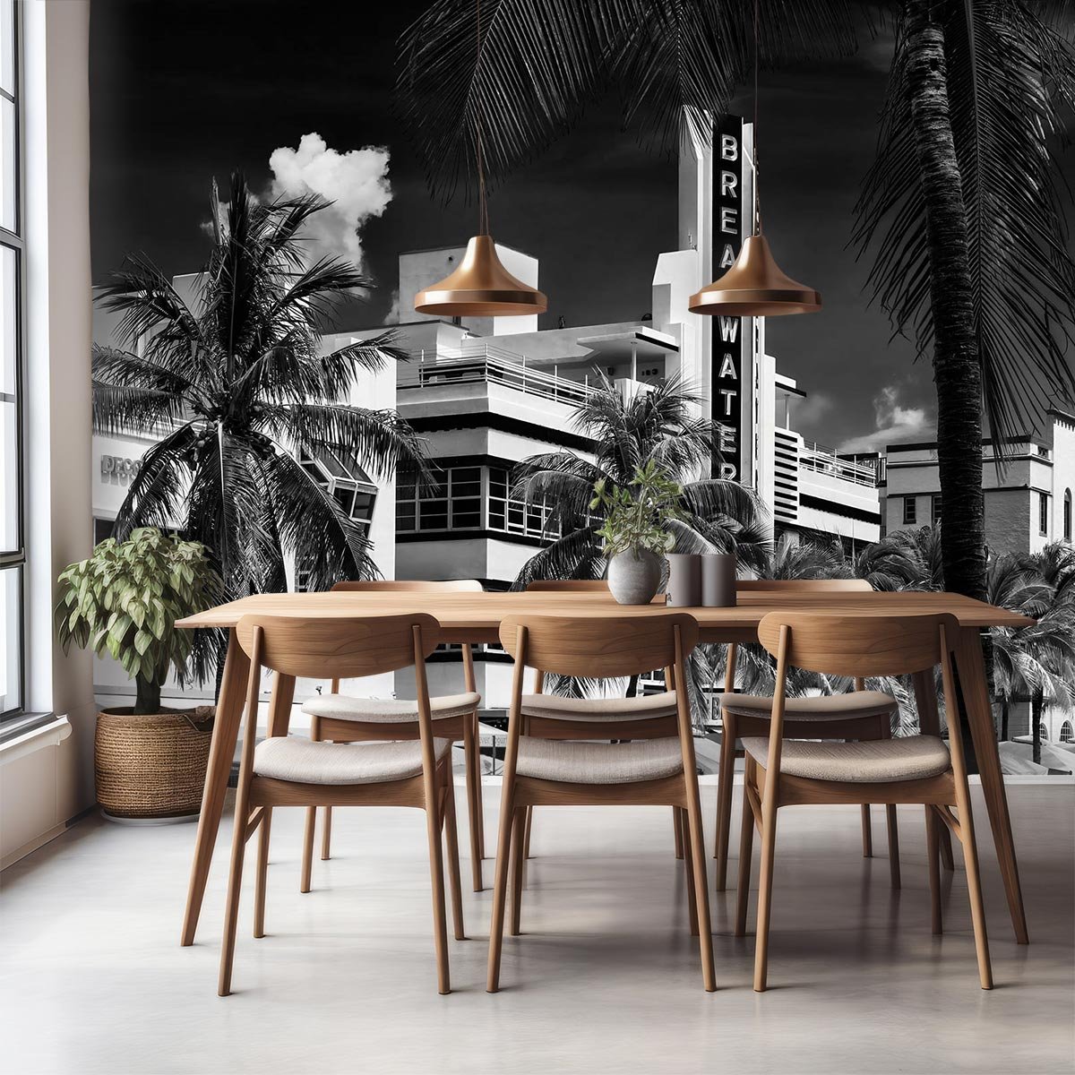 Papier peint Miami art déco intissé, HEXOA