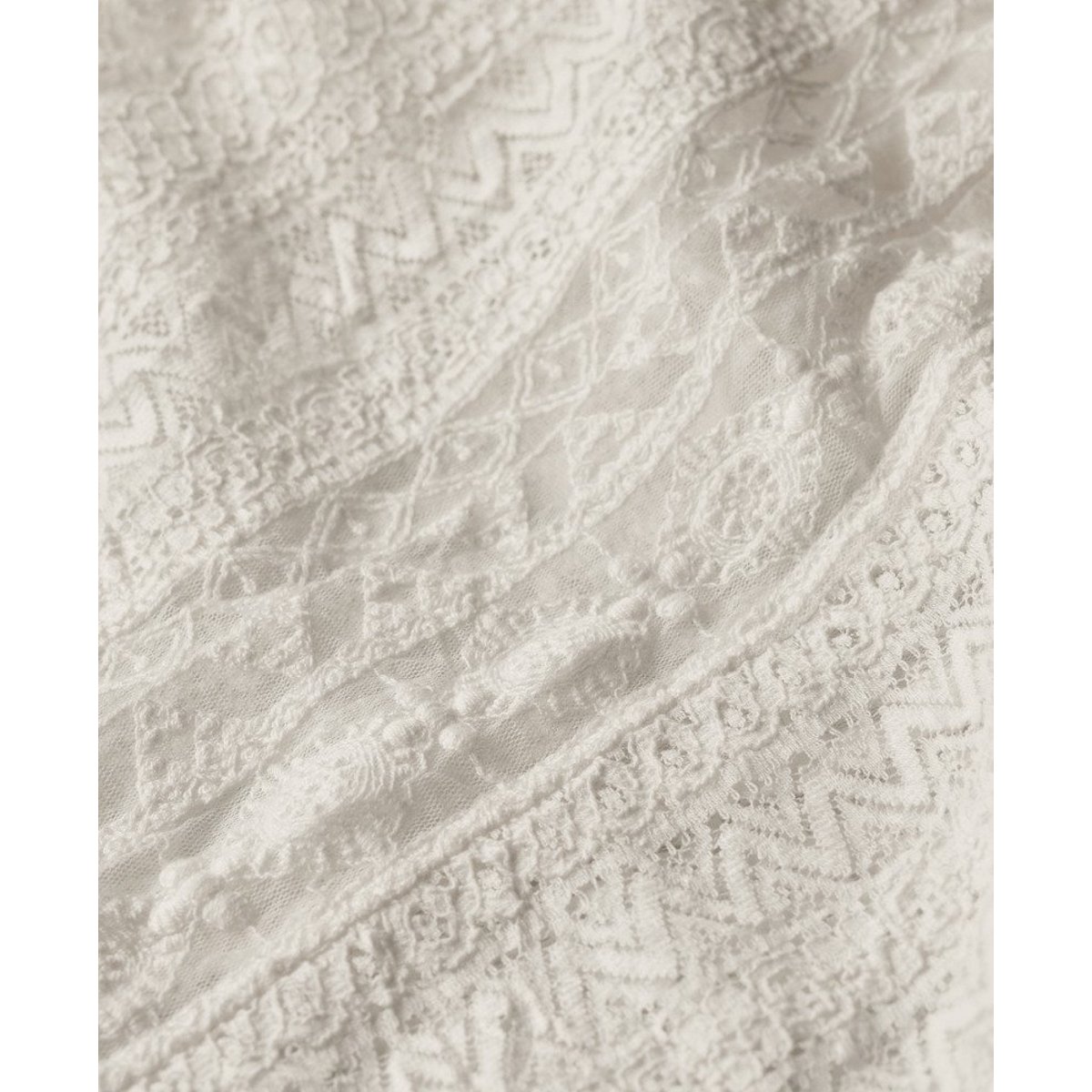 Robe mi-longue en dentelle blanc cassé, SUPERDRY