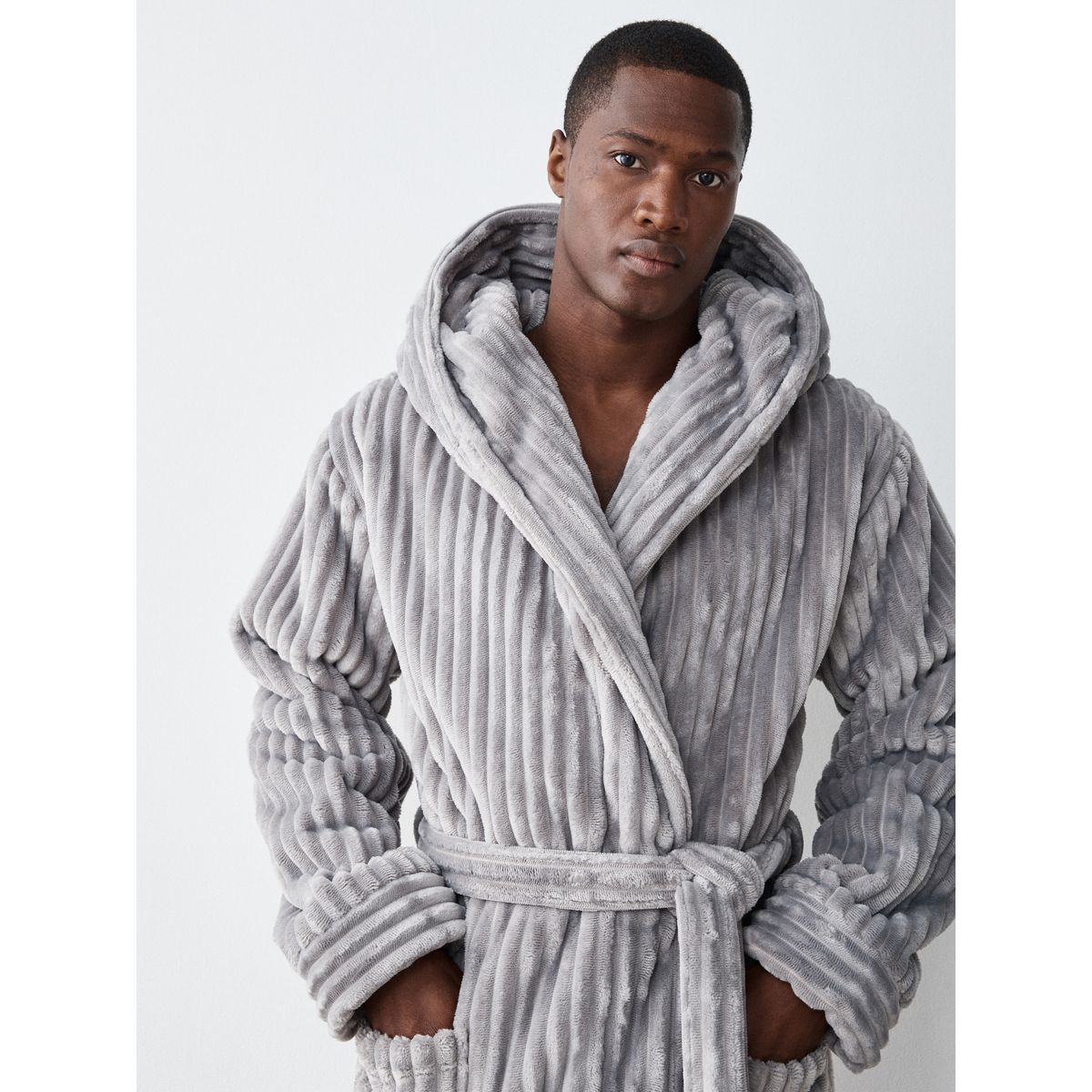 Robe de chambre côtelé gris mat, NEXT