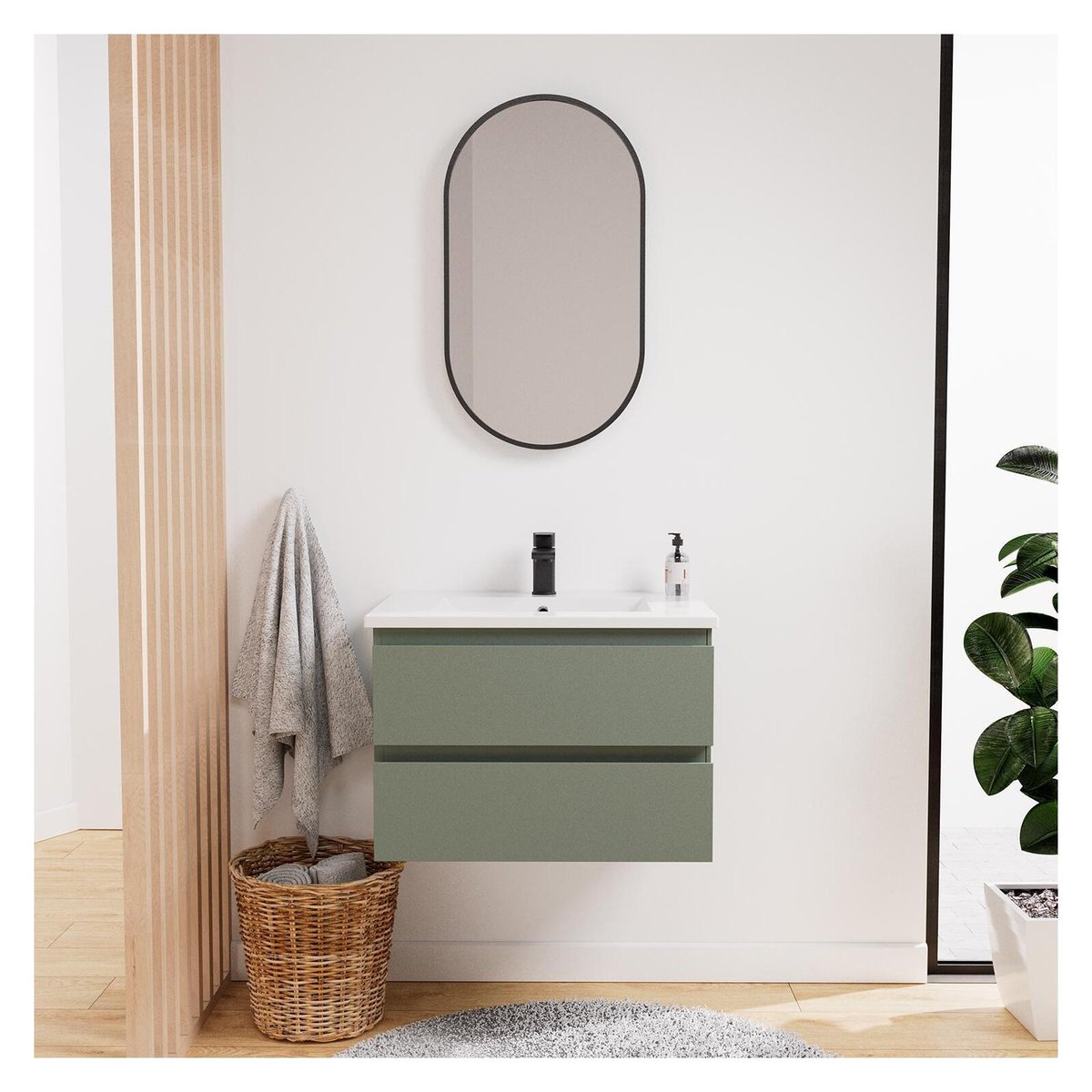 Meuble simple vasque SORRENTO vert, MOB IN
