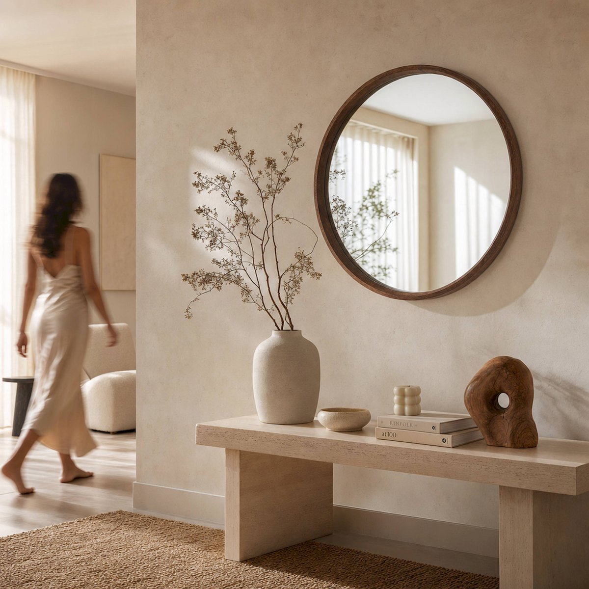 Miroir rond en bois collection S.LUBECA marron, RECOLLECTION