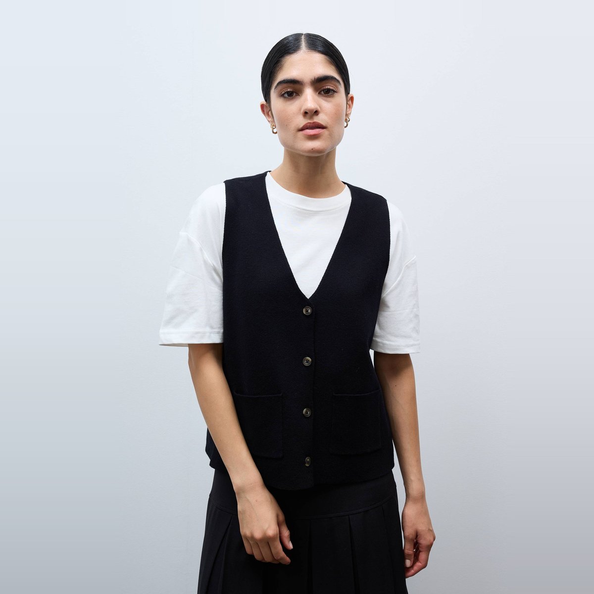 Gilet sans manche contenant de la laine noir, MONOPRIX