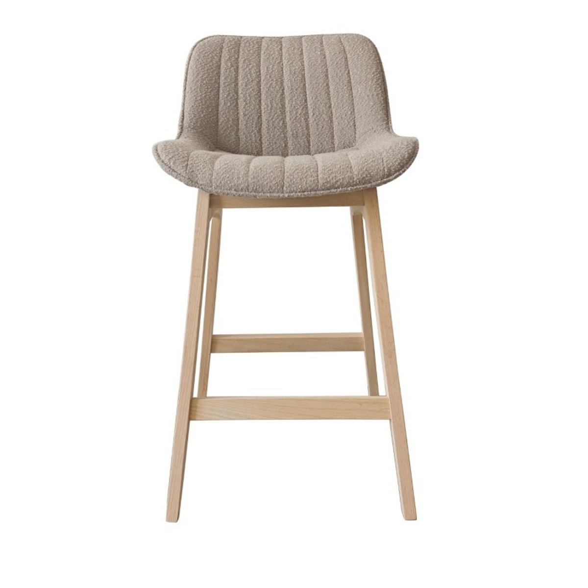 Lot de chaises d'îlot et bar en chêne et assise tissu bouclette 65cm MILK | Lot de 6 taupe, MOB IN