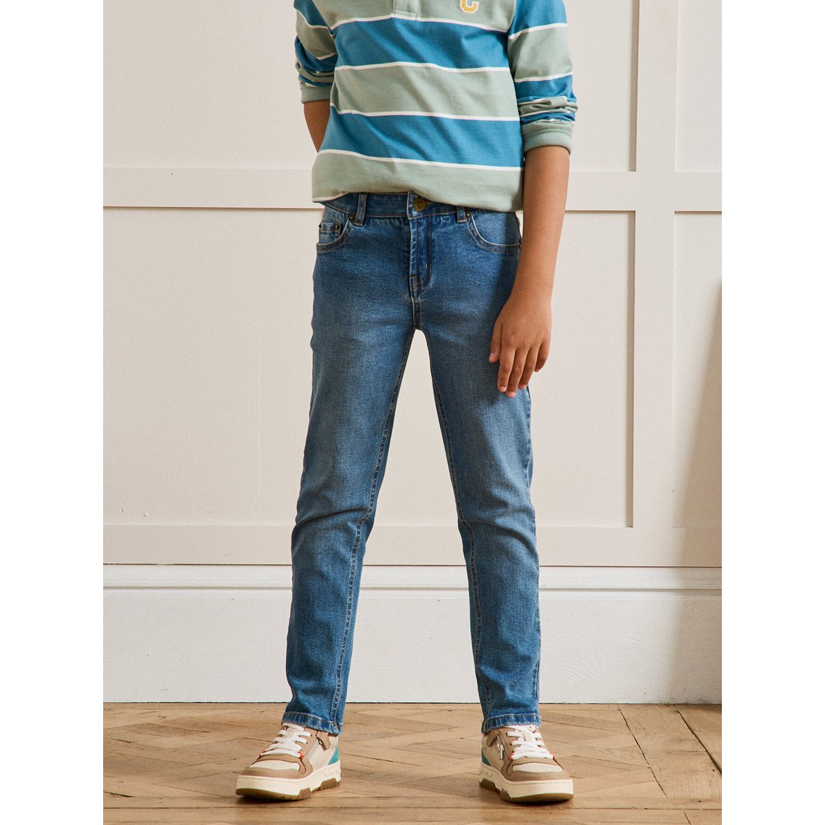 Jean droit bleu moyen uni, CYRILLUS