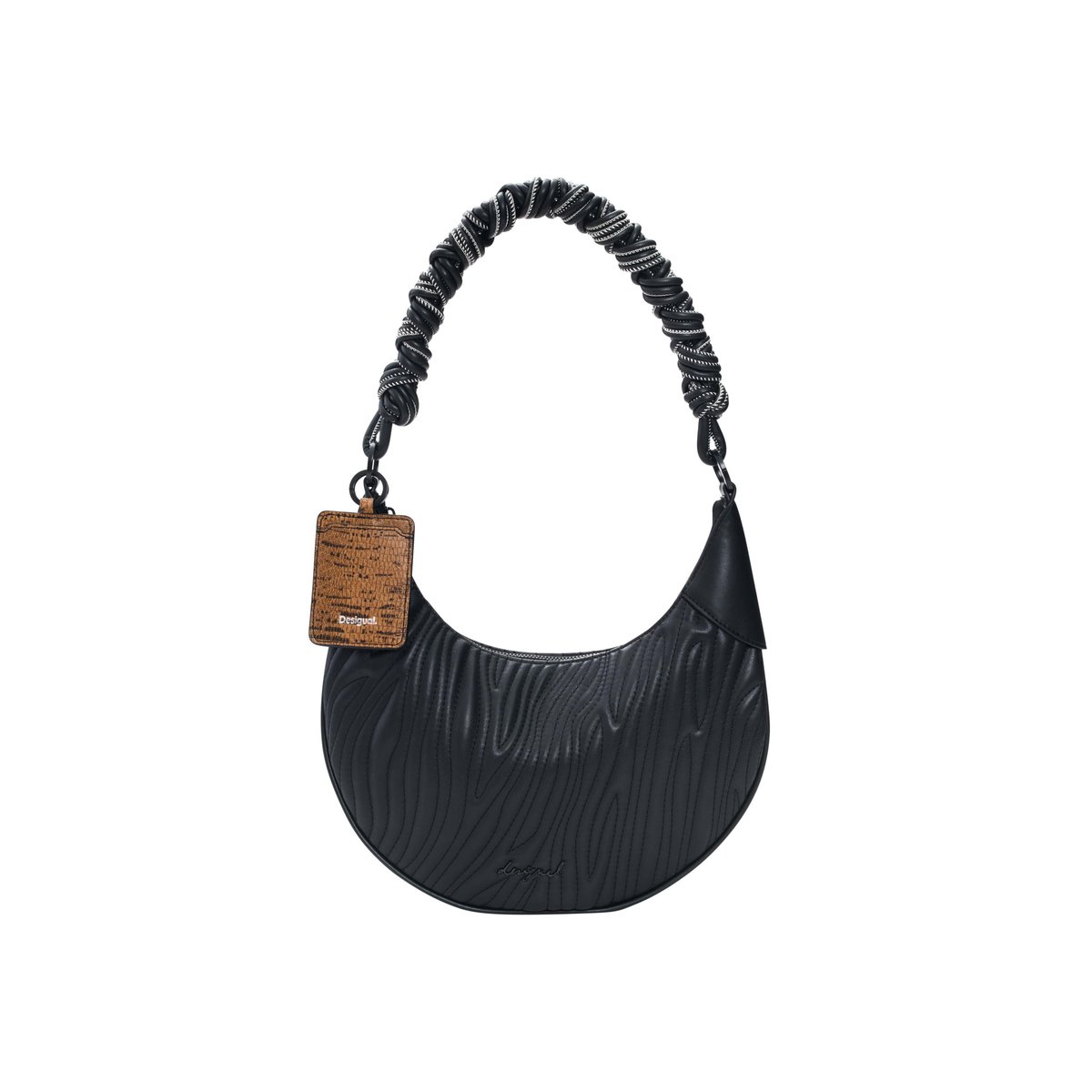 Sac moyen ovale en relief noir, DESIGUAL