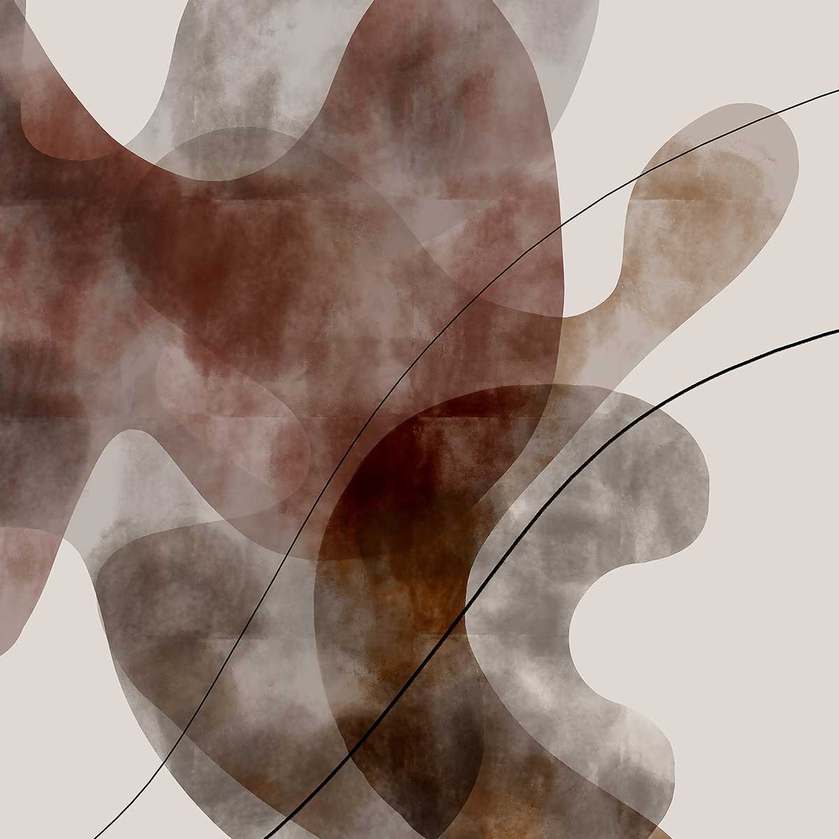Affiche Organisme abstrait N°2 affiche + cadre en bois - noir, HEXOA