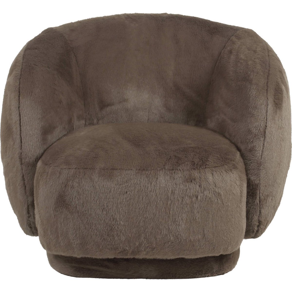 Fauteuil lounge enveloppant effet peluche marron duveteux, RECOLLECTION