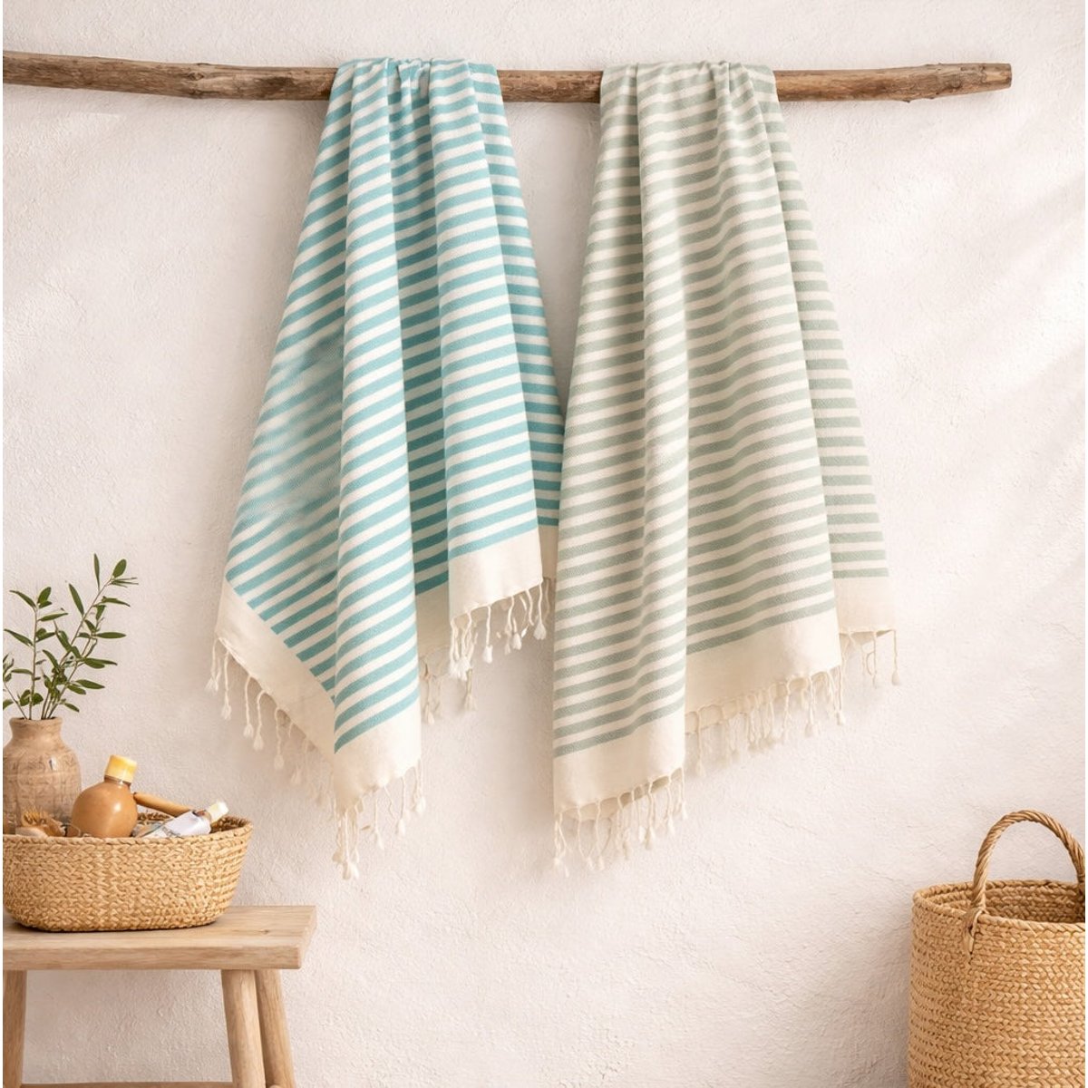 Lot de 2 foutas coton HOSSEGOR les verts, FEBRONIE