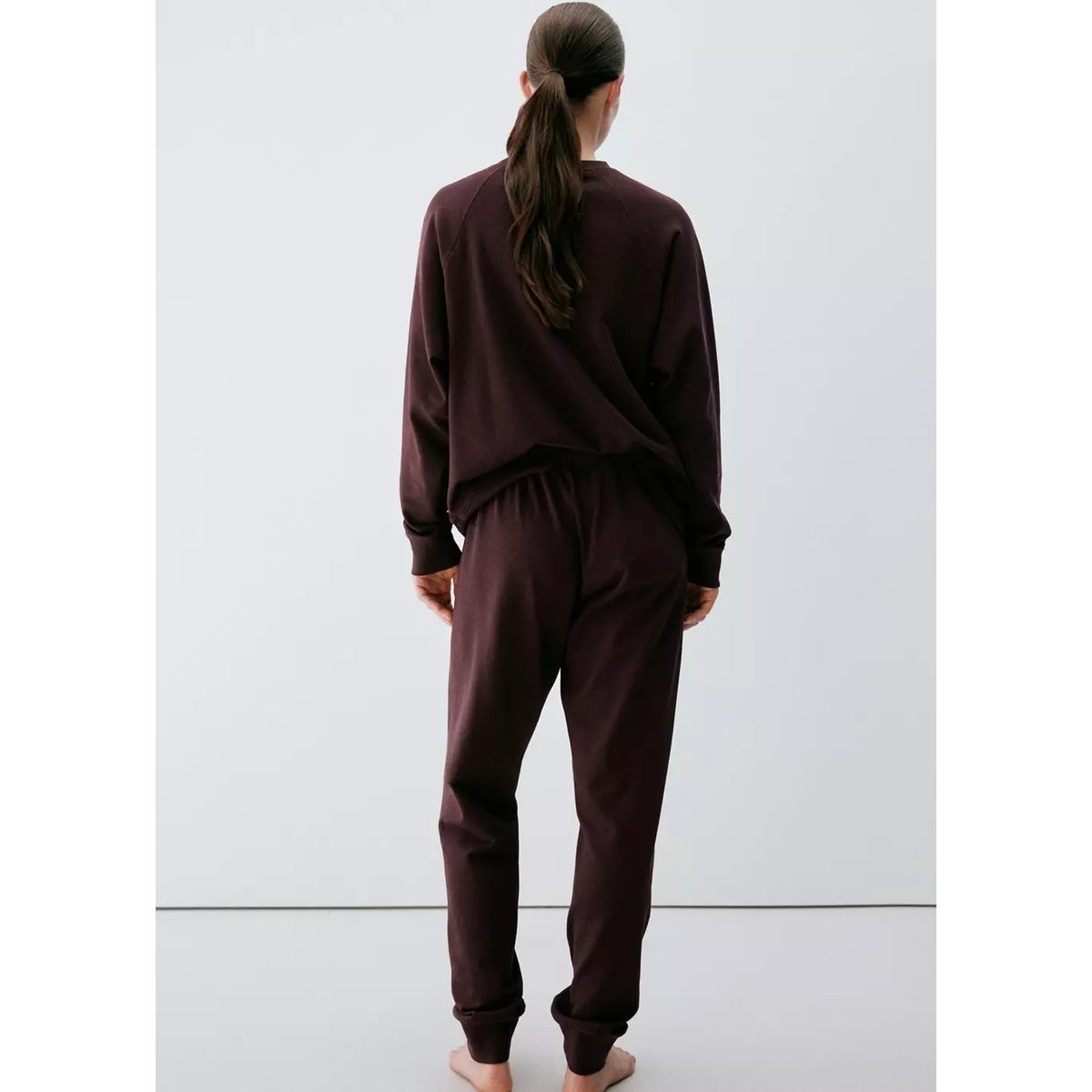 Pantalon de pyjama coton taille élastique bordeaux, MANGO
