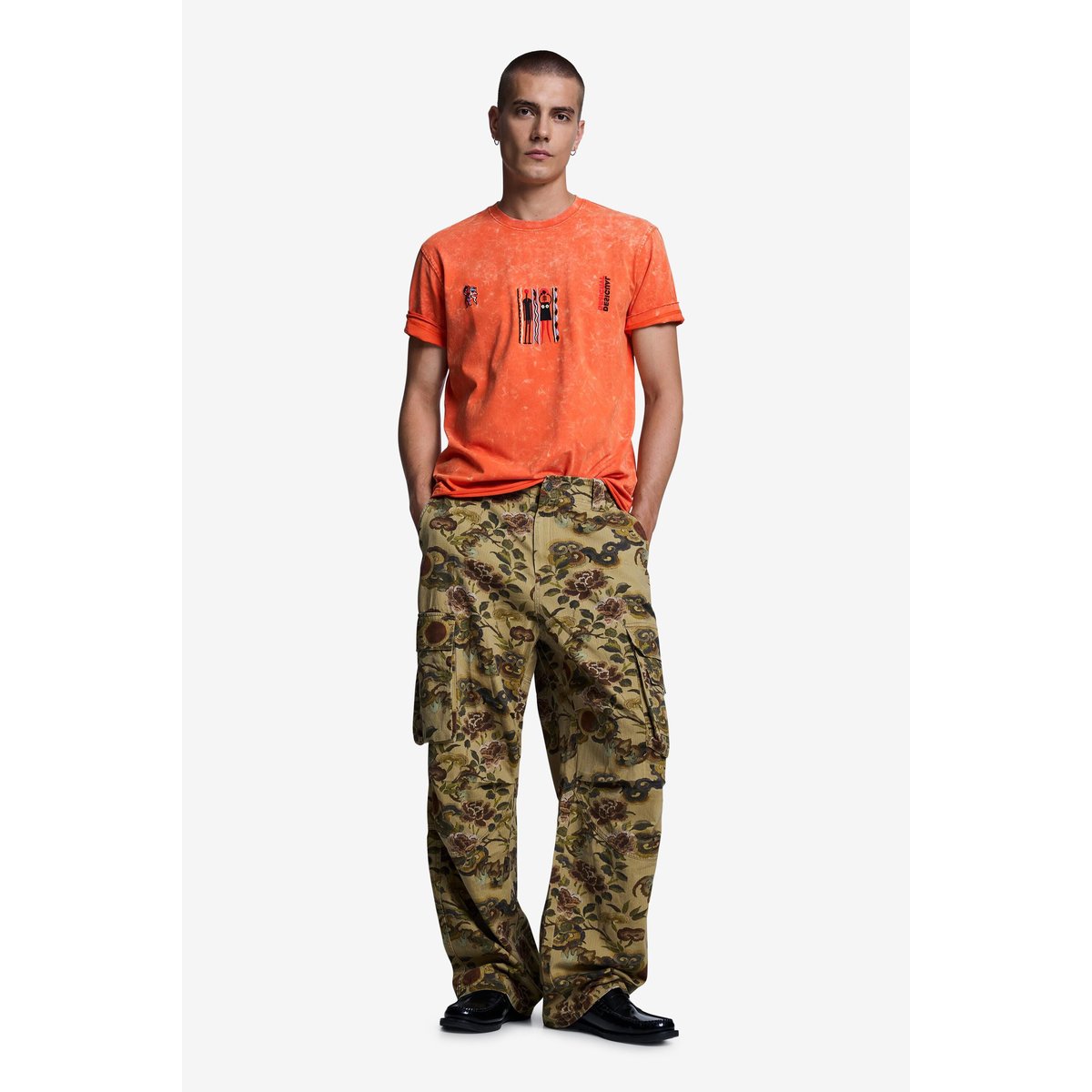 T-shirt imprimé orange, DESIGUAL