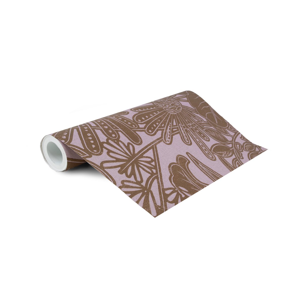 Papier peint panoramique Grandes fleurs brun sur fond rose, ART FOR THE HOME