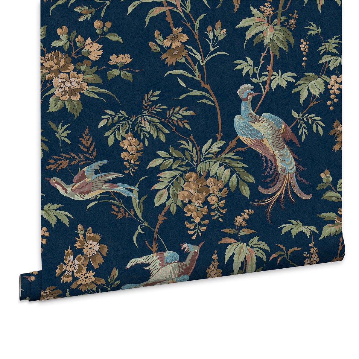 Papier peint Oiseaux majestueux bleu, vert, ocre, LAURA ASHLEY