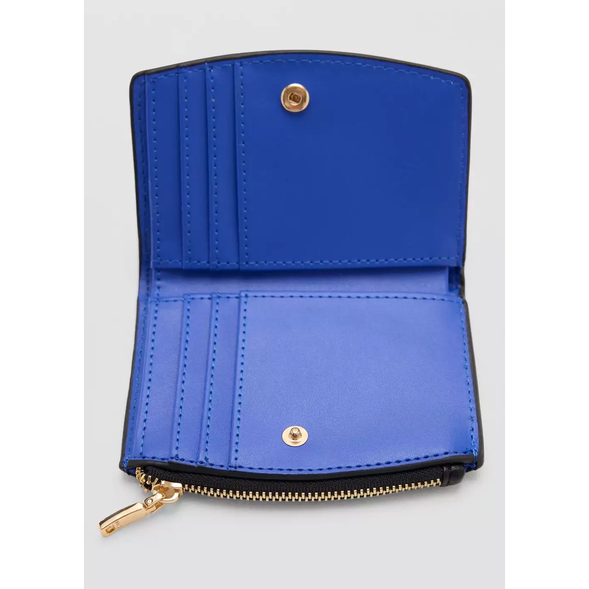 Portefeuille rabat bouton noir, MANGO