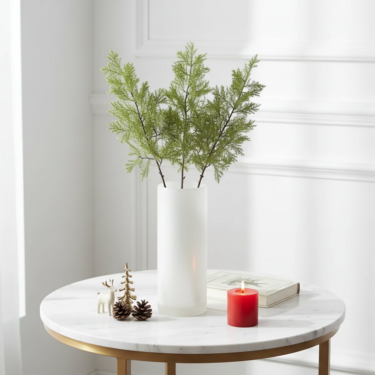 Branche de pin artificielle givrée H99 vert, SIA DECO
