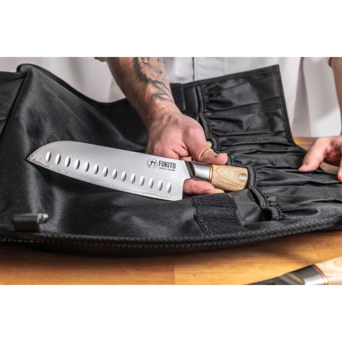 Trousse 4 couteaux de cuisine Pakka San Mai bois clair, FUKITO