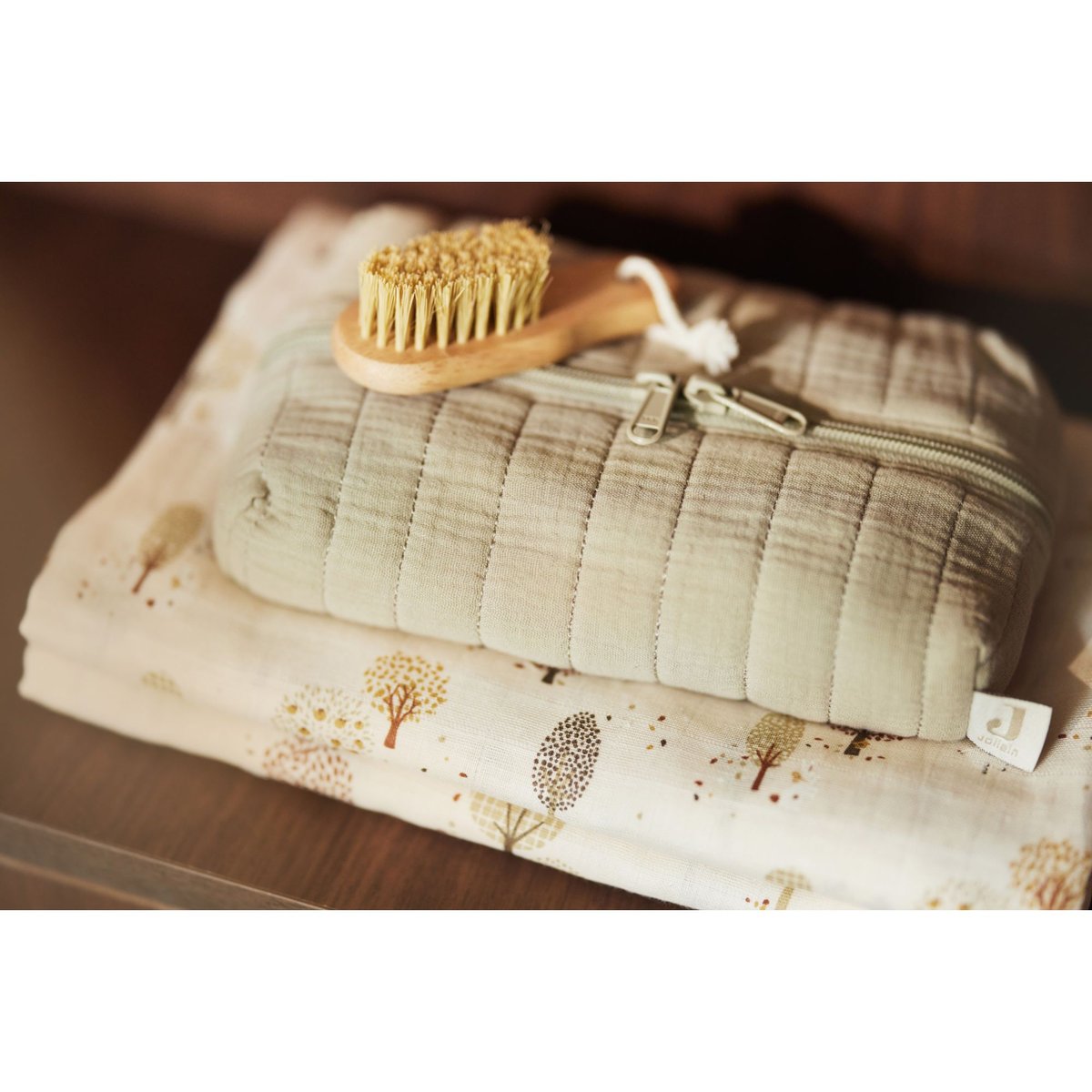 Lot de 3 langes gaze de coton beige, JOLLEIN
