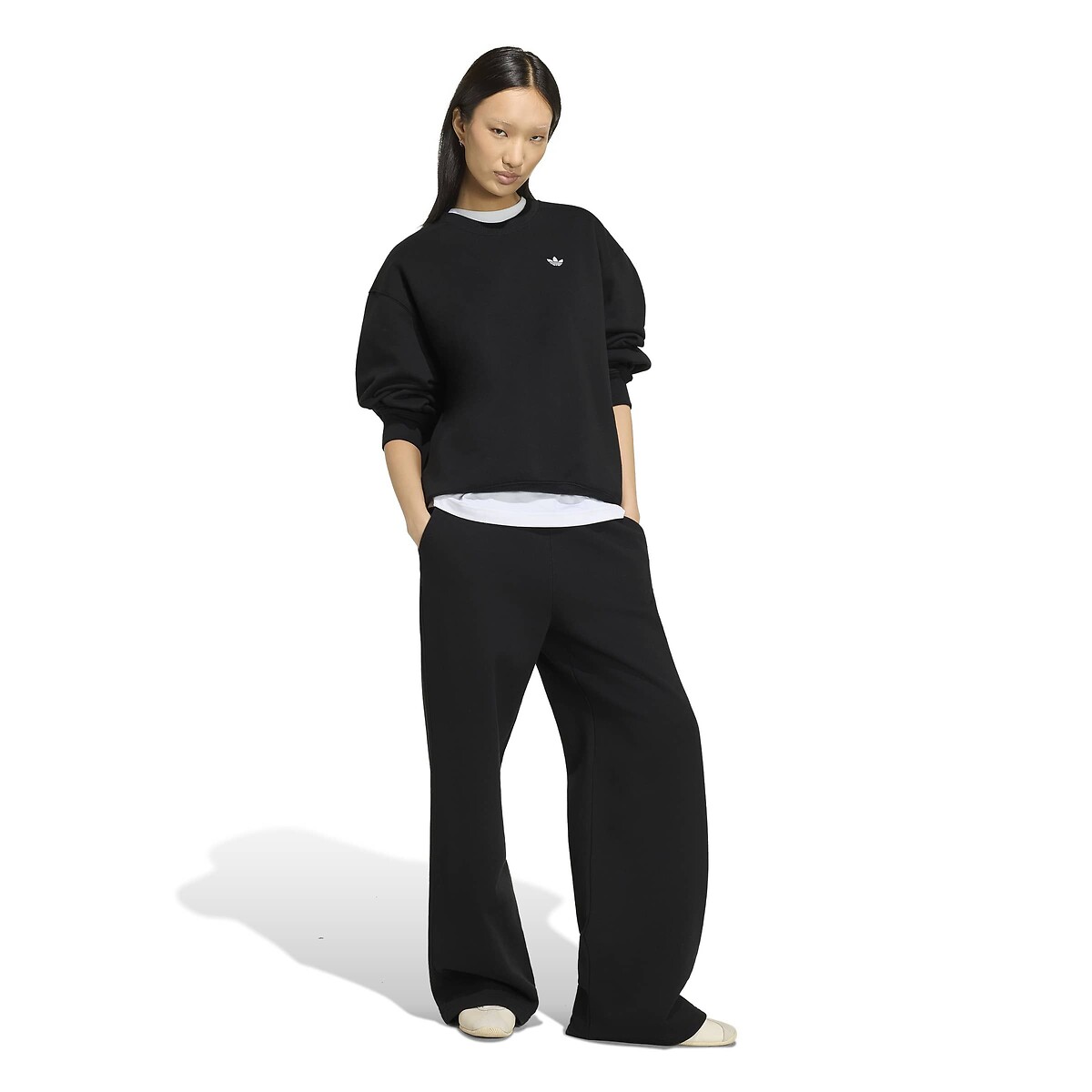 Sweat col rond, logo poitrine Essentials noir, adidas Originals