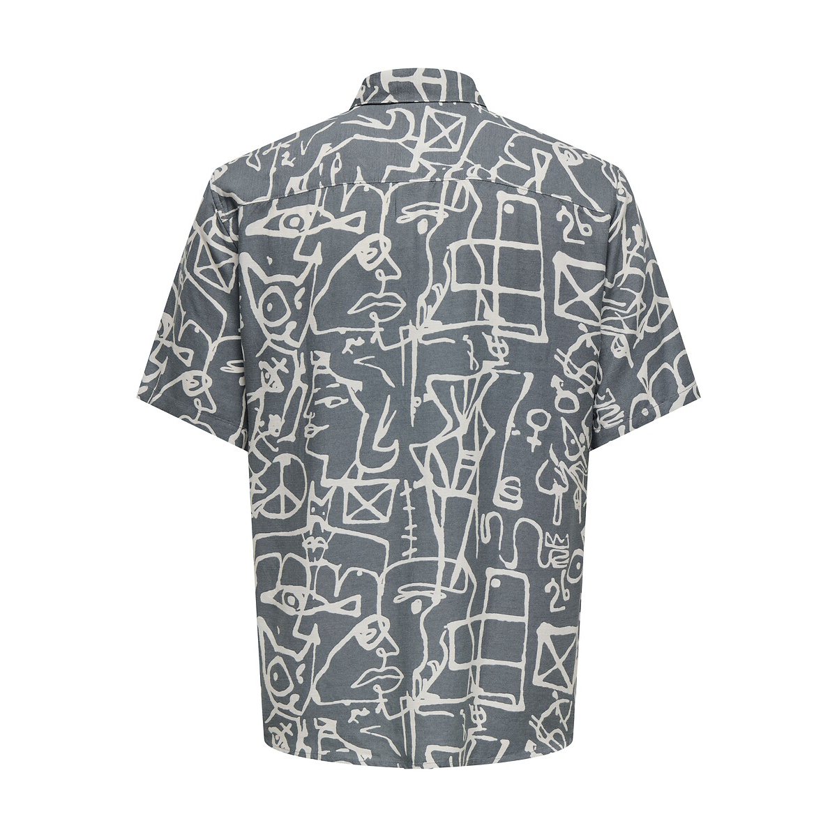 Chemisette imprimée viscose et lin gris, ONLY & SONS