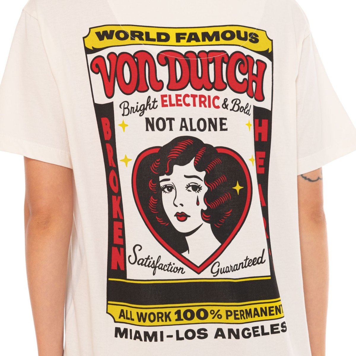 Tee Shirt coton FACE beige/jaune/rouge/noir, VON DUTCH