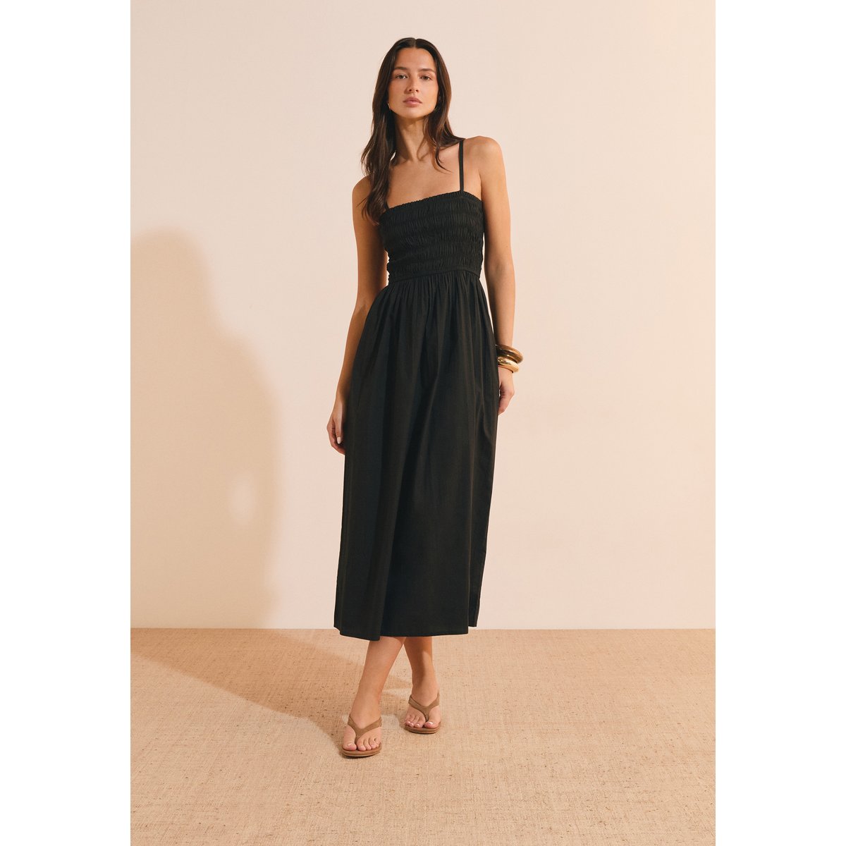 Robe longue en coton AMY noir, ETAM