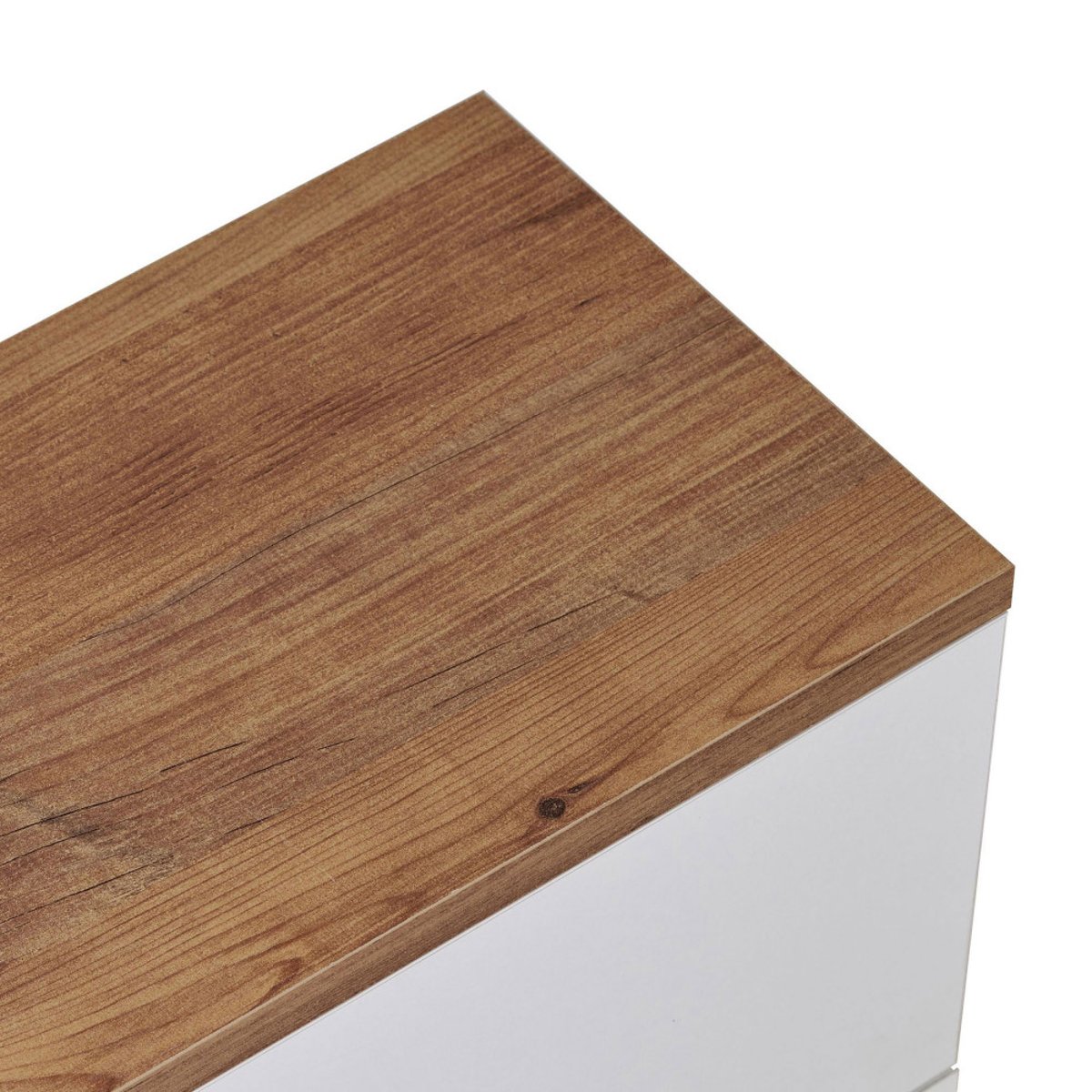 Meuble tv suspendu 2 portes plateau bois foncé L140cm- YARA blanc, DRAWER