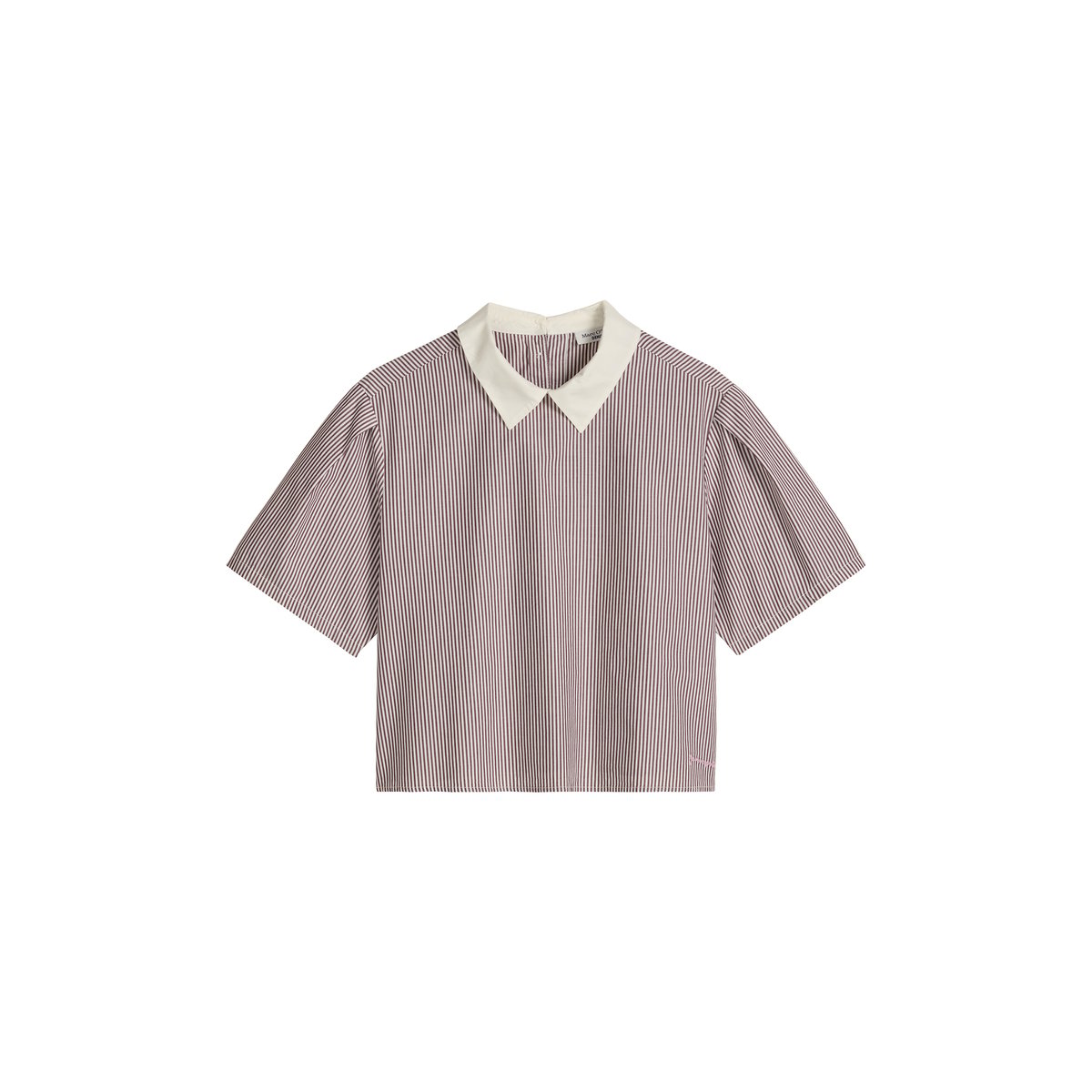Blouse à rayures relaxed en popeline Papertouch rouge foncé, MARC O’POLO DENIM