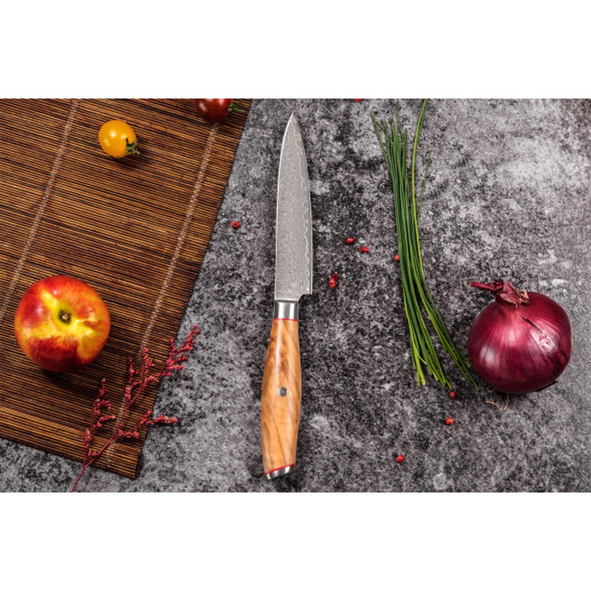 Couteau modèle universel Fujiko 12cm manche en olivier v002237, WUSAKI