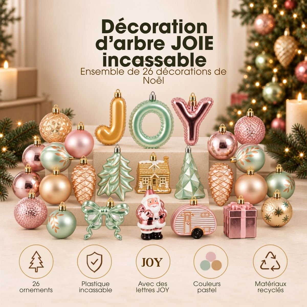 Boule de Noël rose, MICA DECORATIONS