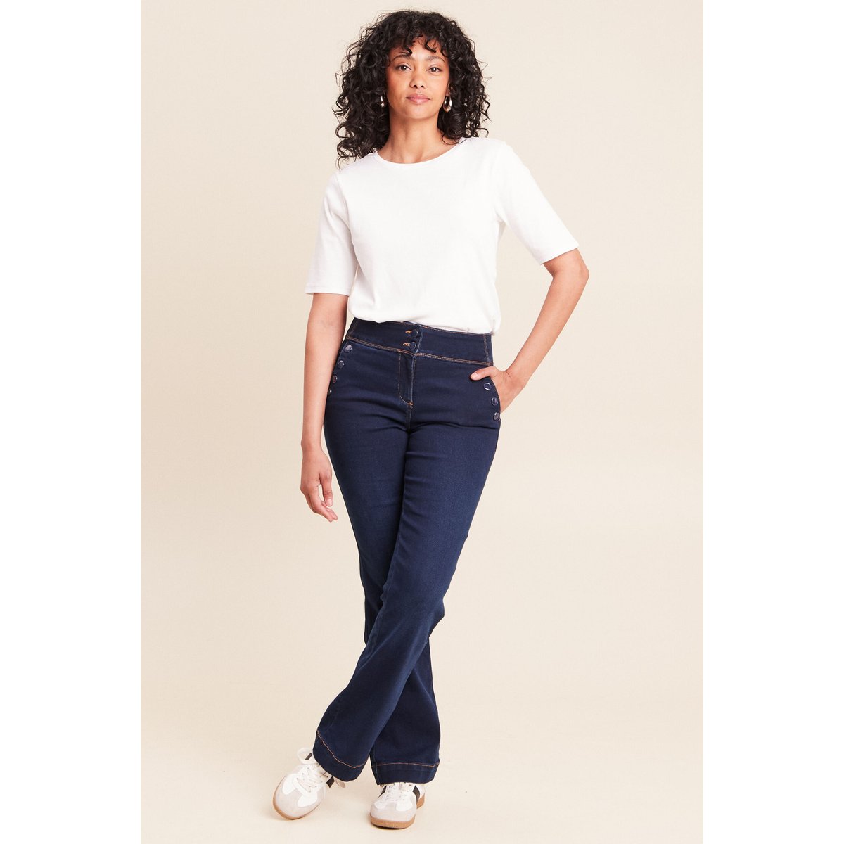 Jean bootcut taille haute denim brut, BREAL