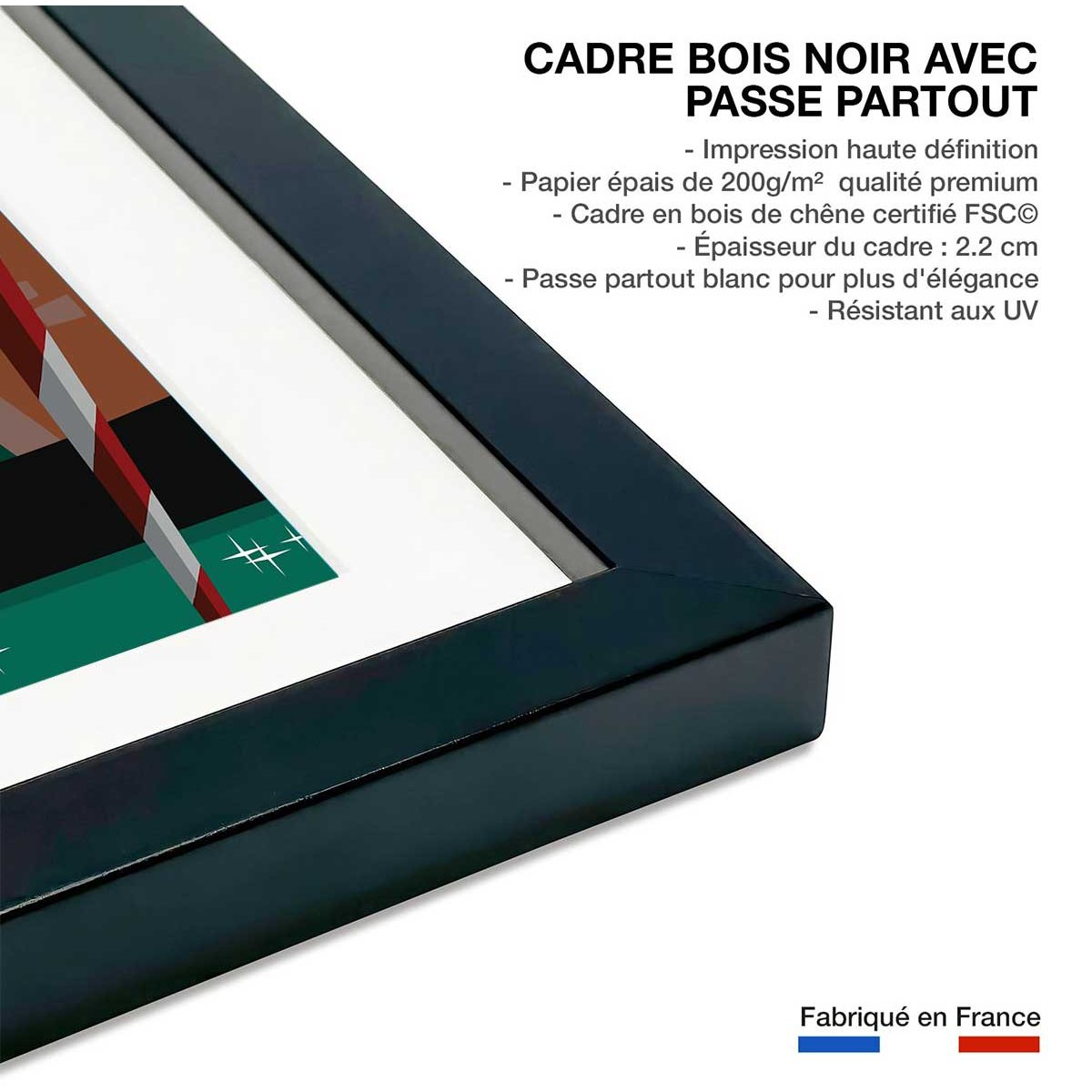 Affiche Gondole à Venise affiche + cadre en bois - noir, HEXOA